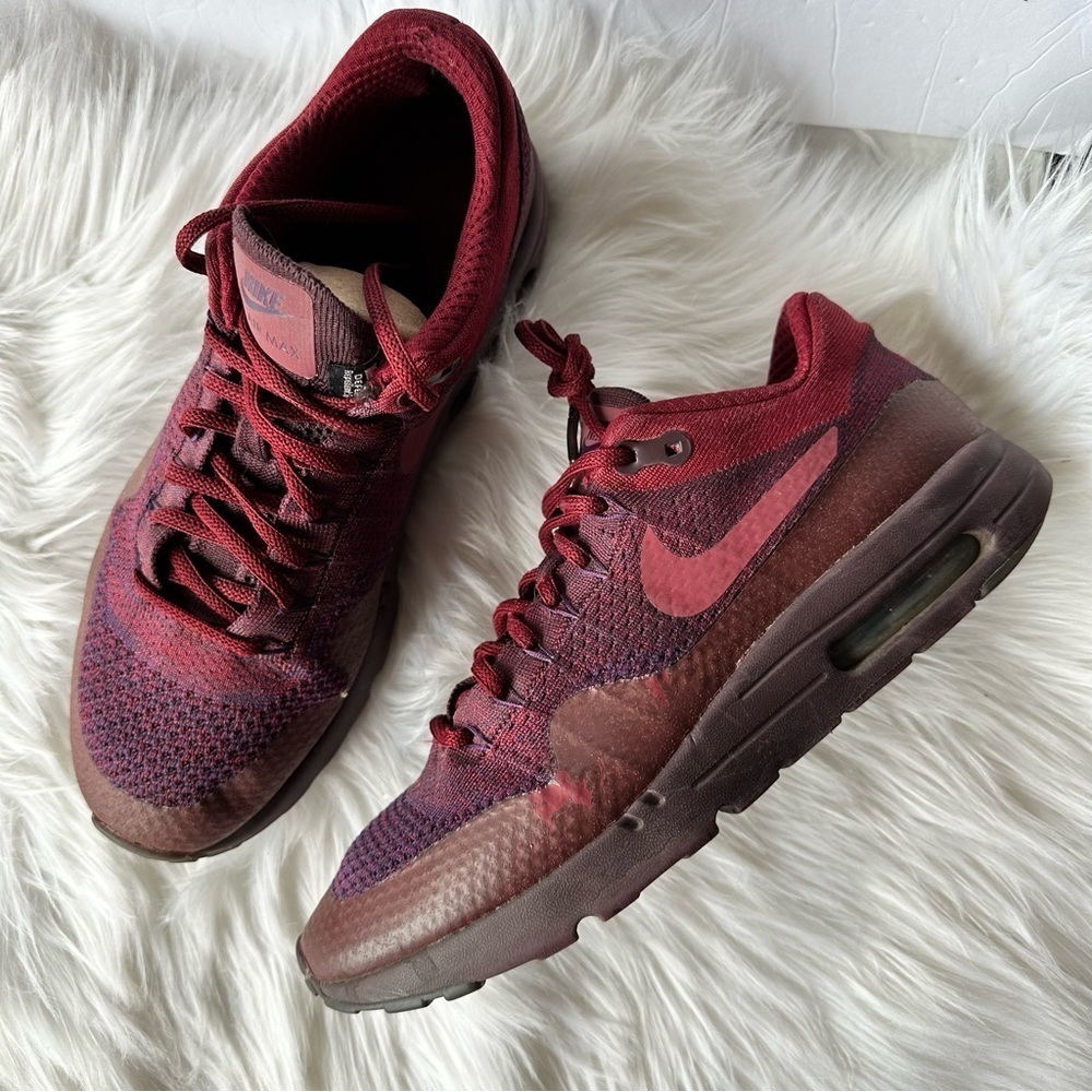 Nike 2016 Air Max 1 Ultra Flyknit Grand Purple Size 9.5 Maroon